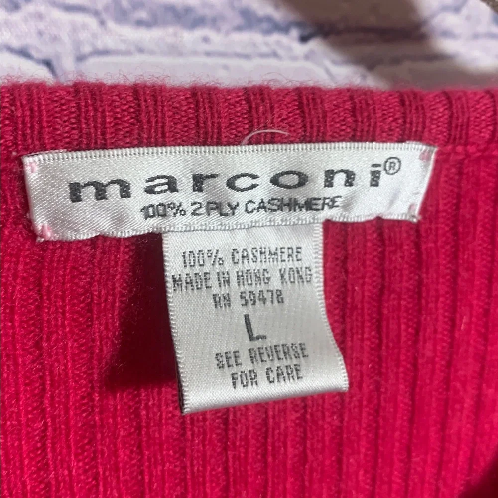 Marconi Womens V-neck Ribbed Cashmere Sweater Pink Size L Casual Preppy Soft